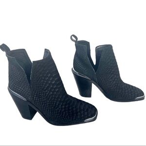 Jeffrey Campbell Black Suede Leather Block Heel Ankle Western Boot Womens 5